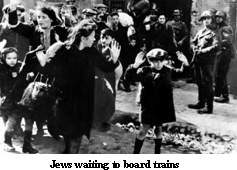 Jews waiting to board trains