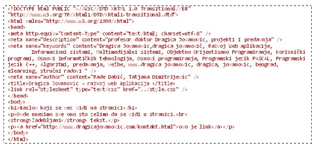 Meta tagovi u HTML kodu